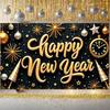 Happy New Year Banner Festive  Holiday Celebration Display Holiday Background Black Background Year-end Display For Office