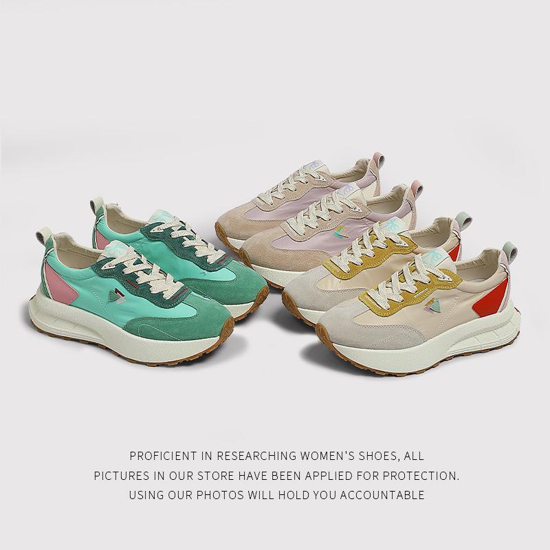 ThickSoled Dad Shoes For Women, Summer Breathable Versatile ThickSoled LaceUp ColorBlock Casual Sports Aga Gump Shoes
