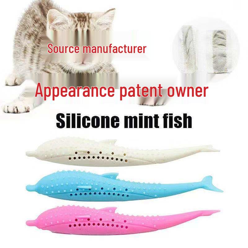 

Silicone Fish Cat Teething Toy and Toothbrush розовый