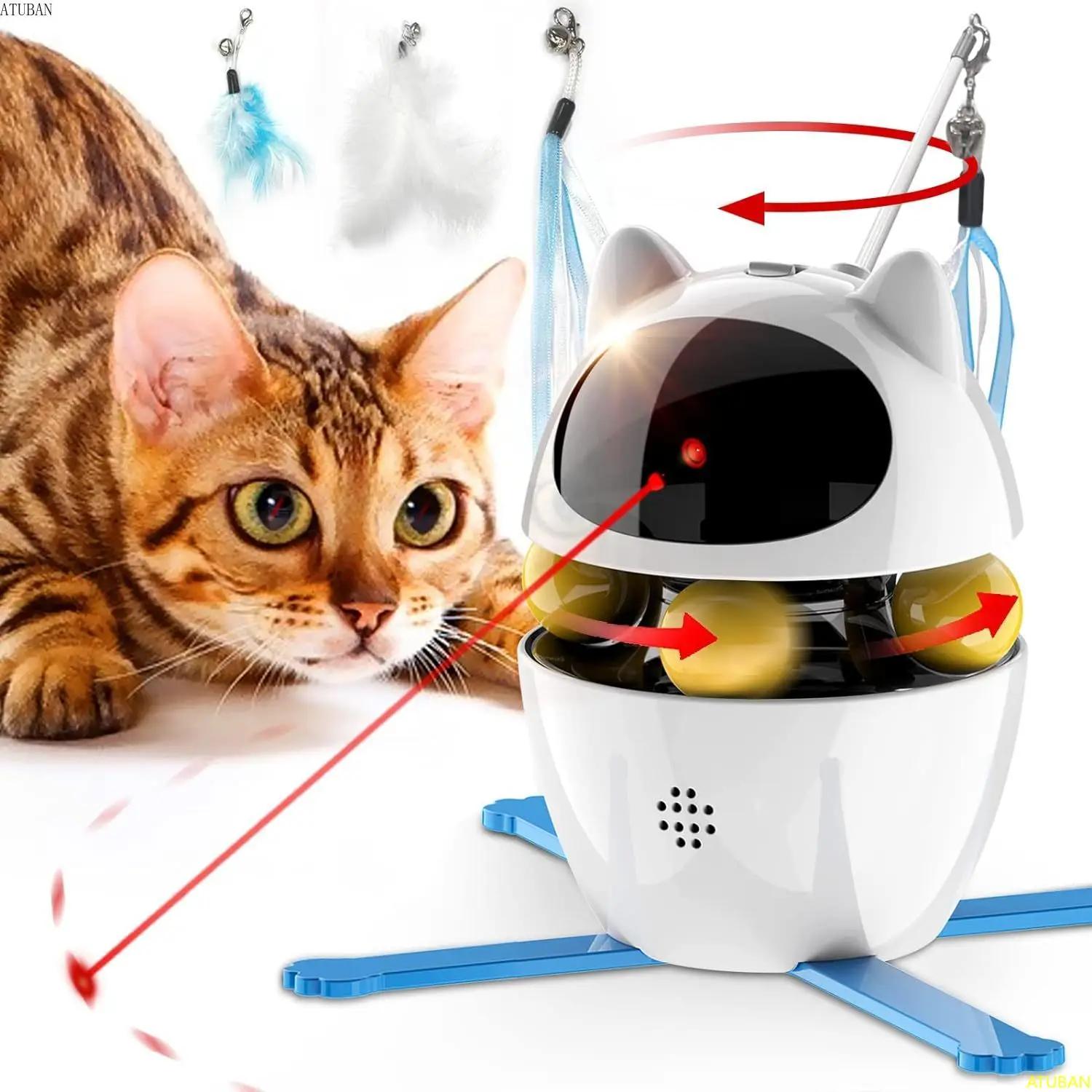 

Interactive Cat Toys,3-in-1 Funny Exercise Electric Rotating Cat Toys for Indoor Cats Laser Toy, Automatic Cat Ball Kitten Toys белый