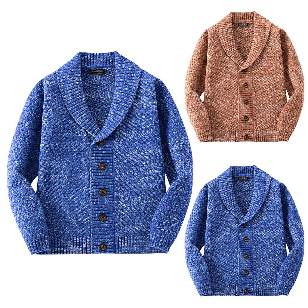 Podzimní a zimní pánská móda Volný Cardigan Teplá klopa Bunda s kapucí