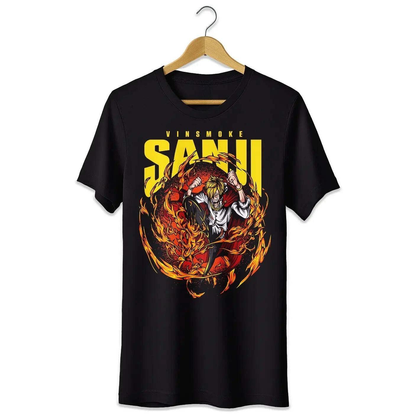 Summer Hot Selling Sanji One Piece Anime Tshirt Unisexs Round Neck Short Sleeved Shirt S