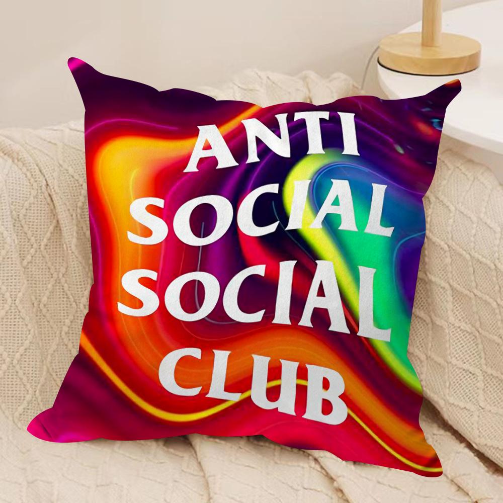 AAnti Social Social Club Cushion Cover Soft Plush Fabric DoubleSided Printed Sofa Cushion Cover for All Seasons Home DecorGift