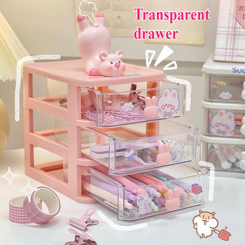 Schreibtisch-Aufbewahrungsbox Organizer Schülertisch Transparente Schubladenbox Niedlicher Aufbewahrungsständer für Kinder Haaraccessoires Organizer für Kleinteile
