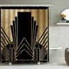 Art Deco Duschvorhang Geometrisches Muster Badezimmer Dekor Vintage Schwarz Gold Maximalistischer Hintergrund Waschbar Moderne Heimtextilien