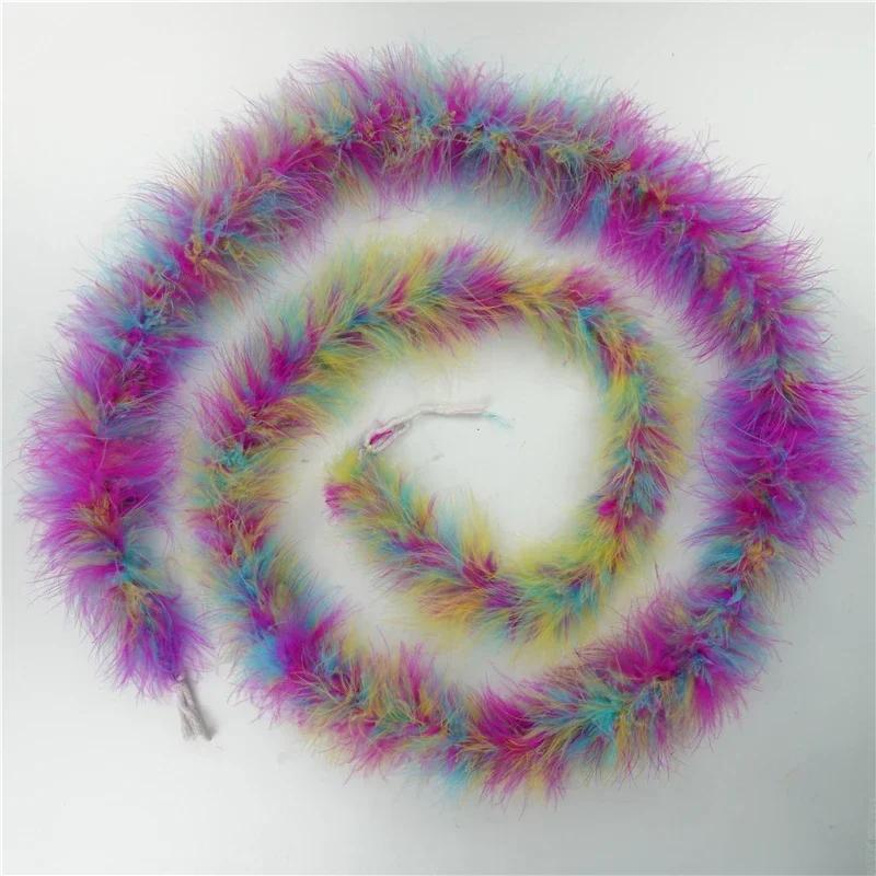 2Meters Black Fluffy Turkey Marabou Feather Boa 18-20g Shawl Wedding Skirt Fringe Trim Feathers On Tape for Clothes Decoration