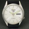 VINTAGE SEIKO 5 AUTOMATIC JAPAN 7009A MENS SILVER COLOR DIAL WATCH a701291-5 R206a-a701291