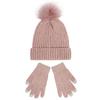 Damenmode Herbst und Winter Warmes Set mit Mütze und Handschuhen Verdicken Sie warmes Strickmützen-Set aus Wolle mit Pompom