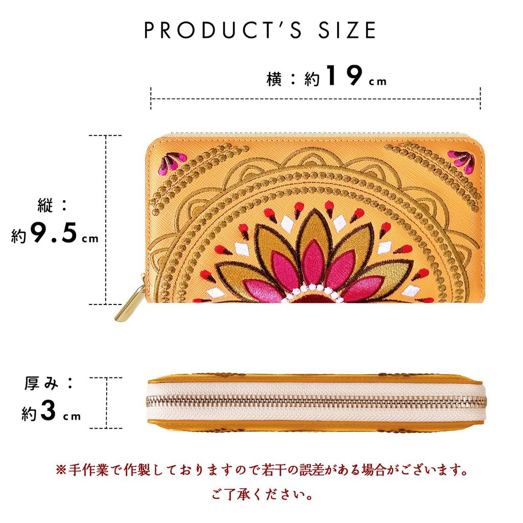 Trendy Yamagishi Saffiano Leather Long Wallet, Genuine Leather, Women's, Card Slots, Coin Purse, Bill Compartment, Zipper-Around Design, Ethnic