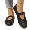 Fashion 2025 Ladies Shoes Buckle Strap Women's Flats Fashion Shallow Casual Plus Size New Hollow Out Light Best Seller Flat Low Heels