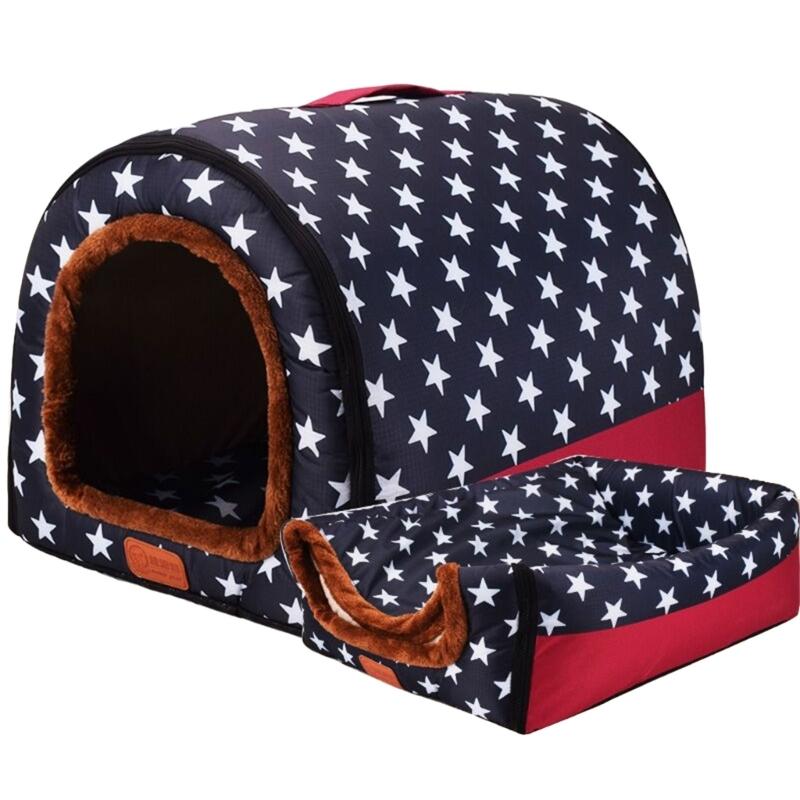 Pet Warm Bed House Soft Indoor Semi-closed Cave Tent for Cat Kitten Puppy Small Animals Pet Thicken Cushion Pad