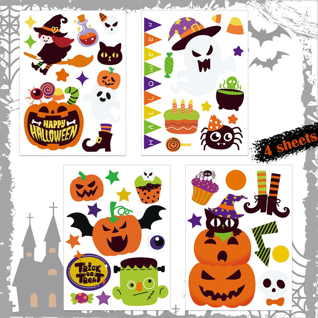 Halloween Window Stickers Static Cling Wall Decals for Haunted Scene Decoration Store Shop Glass Door Display