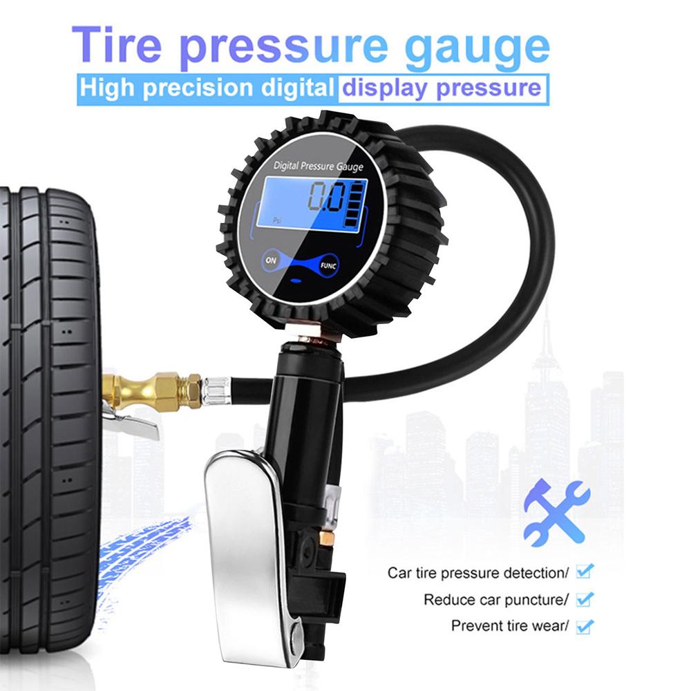 200PSI LCD Digital Car Tire Inflator with Pressure Gauge Air Chuck Tire Tester Pressure Gauge for Car Motorcycle Truck Bike
