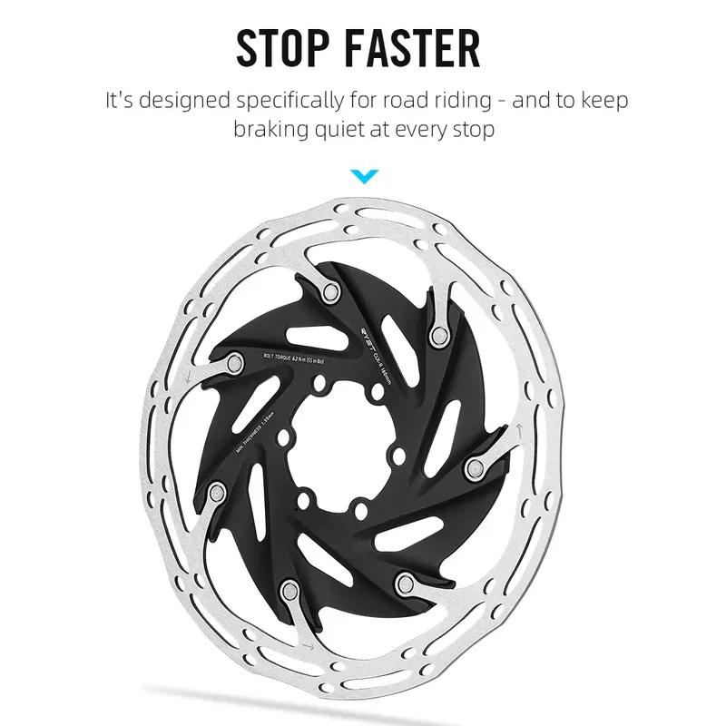 RYET Bicycle Brake Rotors 140mm/160mm 6-Bolts&Center-Lock MTB Rotors Road Bike Bicycle Disc Brake Rotors Bicycle Accessories
