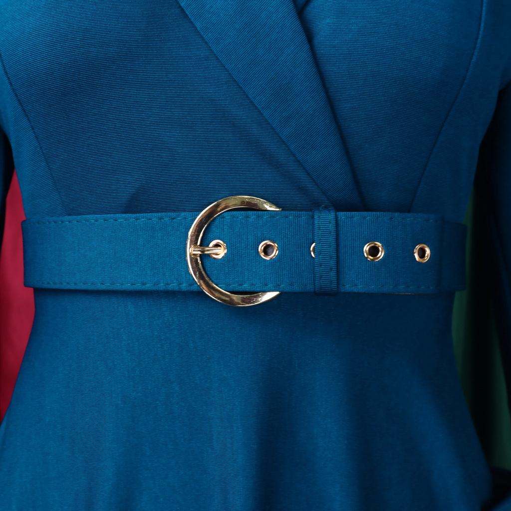 Abiti Eleganti 2026 Moda Scollo a Tacca Cintura in Vita Taglie Forti Pieghettato Lunghezza Media Abito da Festa