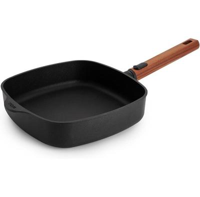 Square Cast Iron Frying Pan Woll Eco Logic QXR 24x24 Cm, Induction, Removable Wooden Handle (1624WLCI-Q)