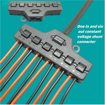6-port Outlet Splitter Quick Connection Low Voltage Splitter Black LED Driver Special Plug-in Quick Connection Terminal Block