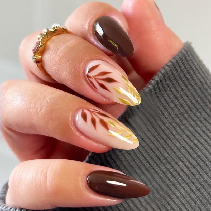 

Cross-Border Green Leaf Nail Stickers & Wearable Fake Nail Tips