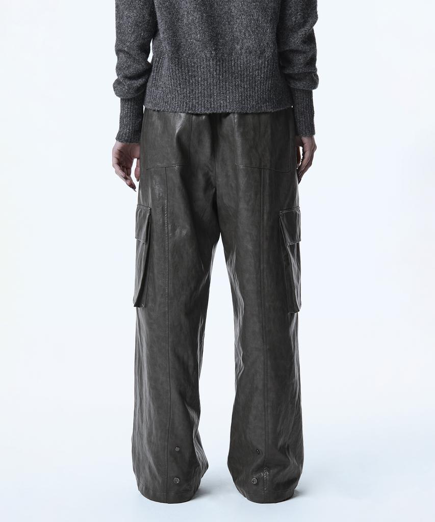 Teulimingbeodeu Tmb Cargo Leather Pants [ Charcoal ]