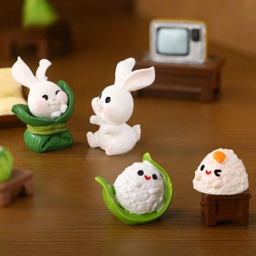 Resin Crafts Cute Zongzi Miniatures Handmade Micro Landscape Ornaments Bonsai Decor