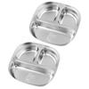 2pcs 304 Stainless Steel Divided Plates Tray For Kids Picnics