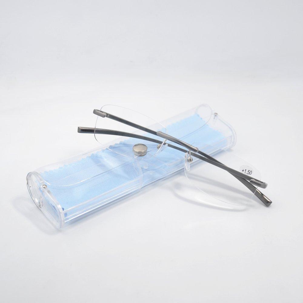 Lightweight Aluminum Frame Rimless Reading Stylish Reading Power Range To Yr6144 [Yellowrock] Glasses, Glasses, "+1.0 +4.0" (Gray, +2.0)
