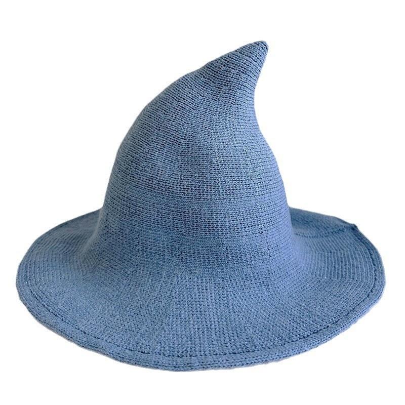 Hats: Witch hats, pointed tops, large brim hats, cotton yarn knitted wizard hats, top hats, foldable bowl hats, bucket hats