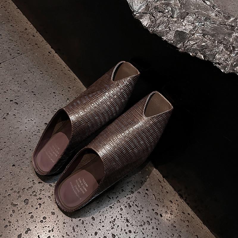 

Мода 2025 Новые Летние Женские Мюли Женская Обувь Сандалии Открытый Носок Массивный Каблук Слингбэк Обувь Современные Шлепанцы Женская Обувь 34 коричневый