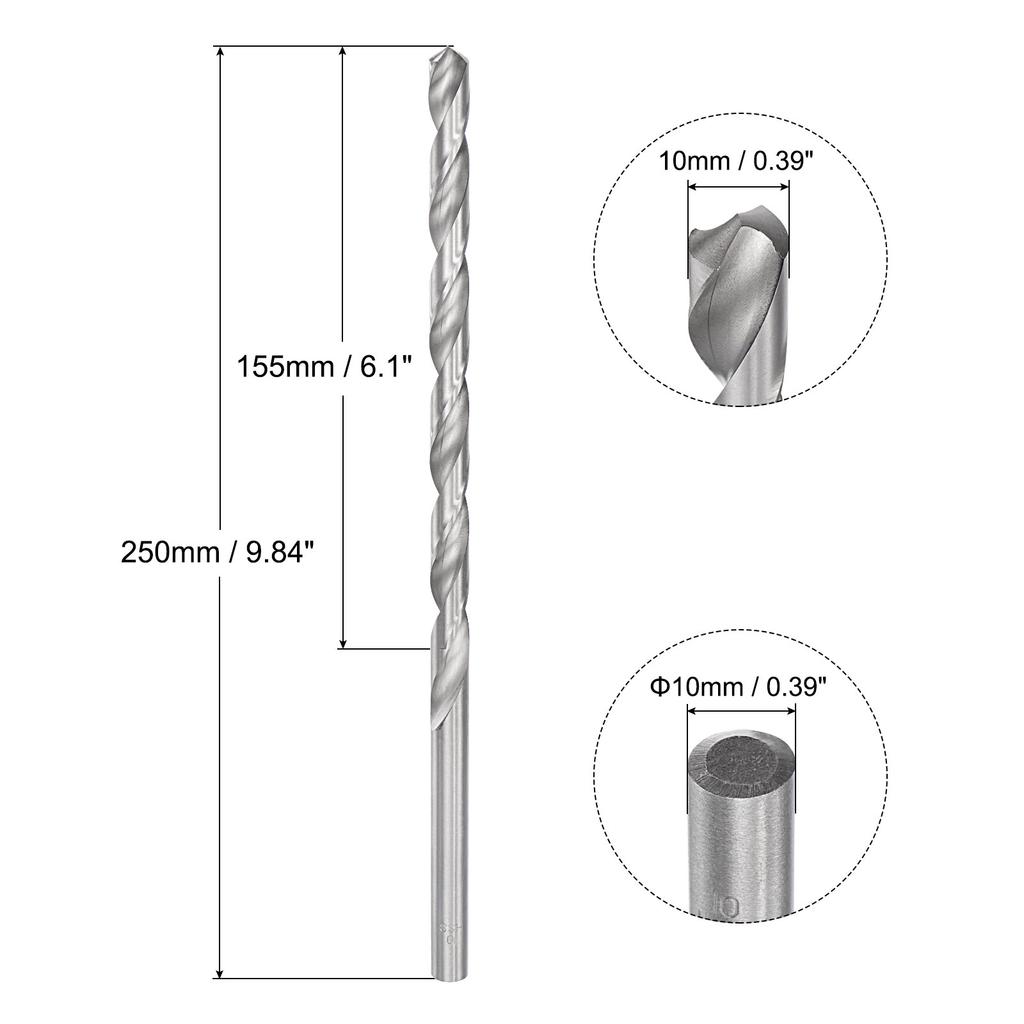 200/250/300mm Twist Drill Bits 6.2/7/8/9/10/11/12/13/14/15/16mm High-Speed Steel Extra Long Drill Bit