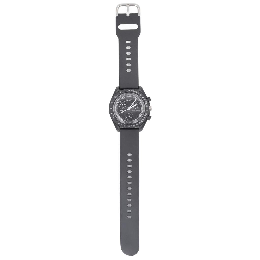 Digital Sports Watch Accurate Time Waterproof Stopwatch Clear Lens Electronic Watch Black Strap Black Screen Quartz