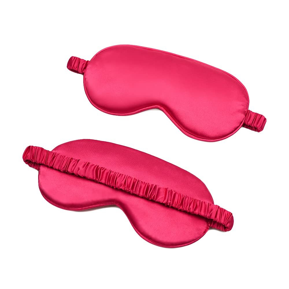 AUGEN Mulberry Silk Eye Mask, Super Smooth Sleep Mask And Blind Fold (14, Red, Pack of 1)