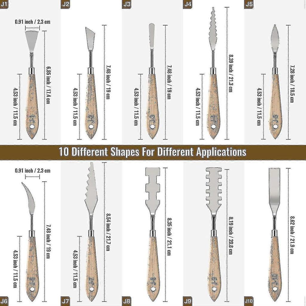 Palette Knives 10pcs Heilwiy, Paint Mixing Scraper Oil Painting Stainless Steel Knife