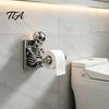 Small Bathroom Space Saving Storage Skeleton Toilet Paper Holder, Wall Mount Skull Tissue Gothic Funny Housewarming Gifts Roll Organizer Stand, Spooky