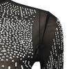 Sexy Rhinestone Mesh See-through Long Sleeve Slit Two-piece Nightclub Dress