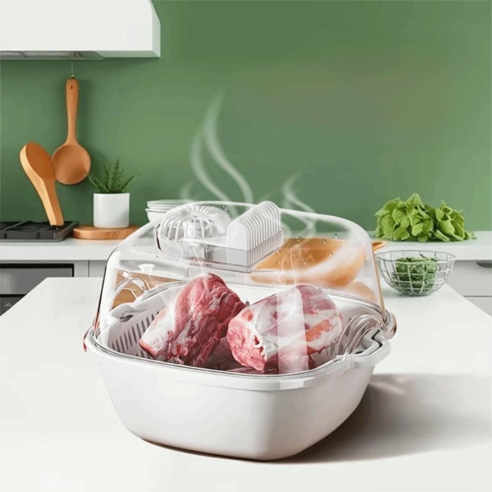 Removable Food Preservation Defroster Ultraviolet Drain Basket Household Meat Defroster Fruits