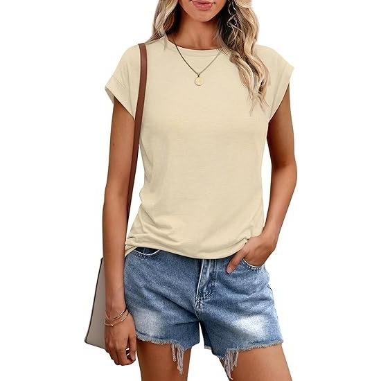 Women Work Casual Fashion Short-sleeved Round Neck Solid Color T-shirt Top