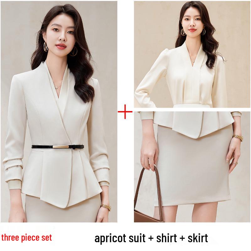 Professional Women's Suit Skirt Set 2024: Elegant Slimming Workwear for Beauty Salon and Property Consultants