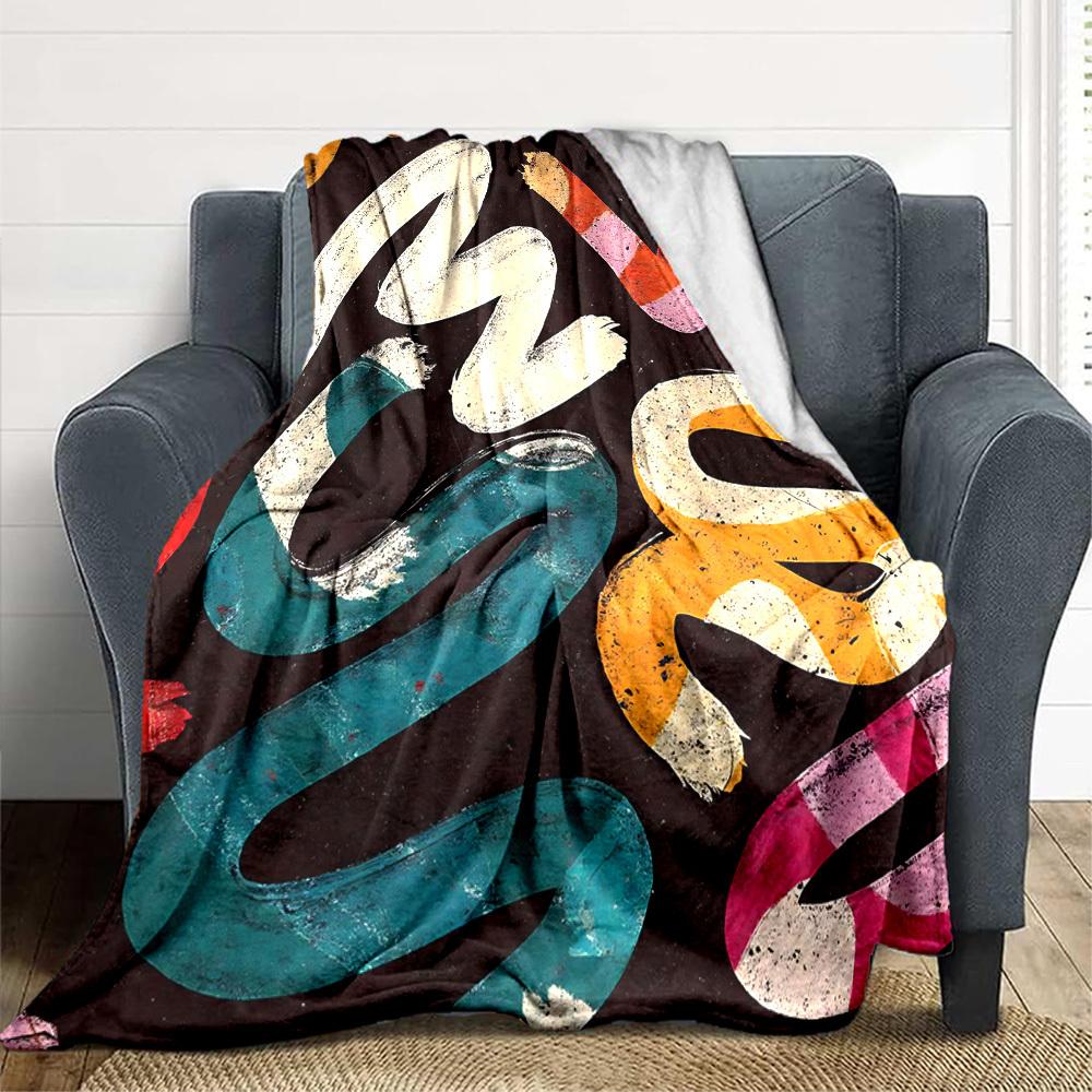 1pc Abstract Art Print Blanket Warm,Perfect for Camping And Travel, Making It a Great Gift for Any Season yy250904168
