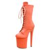 20CM Stiletto Suede Sexy Round Toe Pole Dance Boots - Platform Nightclub Model High Heels for Plus Size
