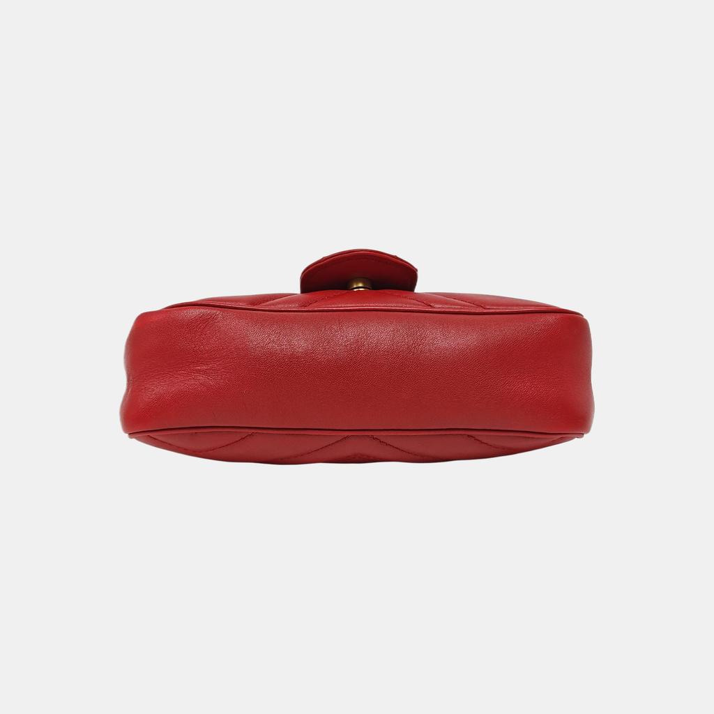 [Pre-Owned] GG Marmont Vintage Metal Logo Quilted Leather Mini Shoulder Bag - Very Good #EBECAE