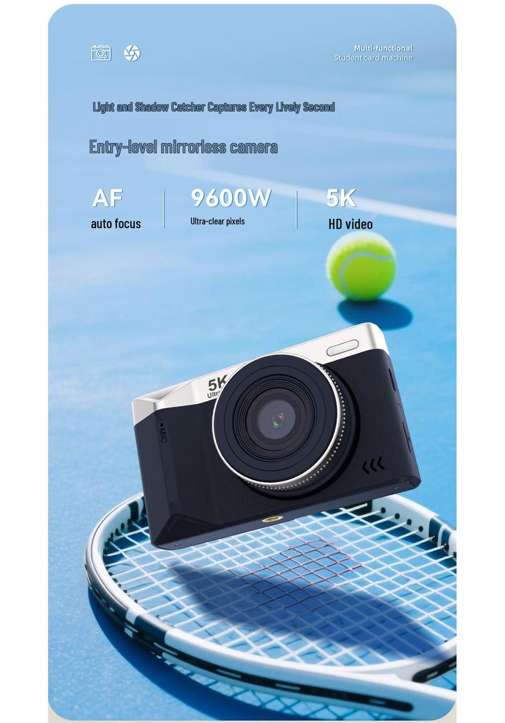 Retro 5K HD Portable Campus Camera with 9400W Pixel for Digital Video Shooting