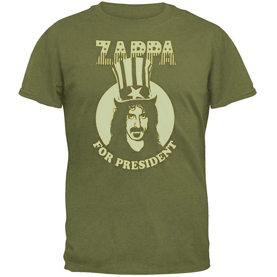 Men s Frank Zappa For President Military Green T-shirt Small Military S