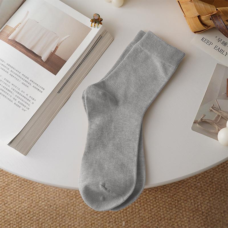 Women's Pure Cotton Breathable Odor-Resistant Mid-Calf Socks - Meilade Versatile All Cotton Loosely Stacked Postpartum Socks.