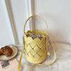 2 Set Bucket Tote Bag Ladies 2026 New Designer Hollow Out Woven Handbag Summer Crossbody Phone Bag Lipstick Pack Fashion Bag