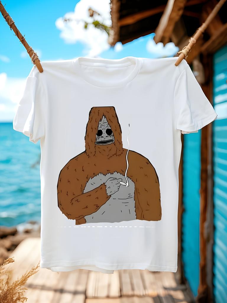 Casual T-shirt met Ronde Hals - Sassy Big Lez Show Rokende Aap Grafische Print