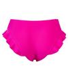 Burgundy Ruffle Trim High Waist Bikini Bottom - Flounce Swim Brief for Women