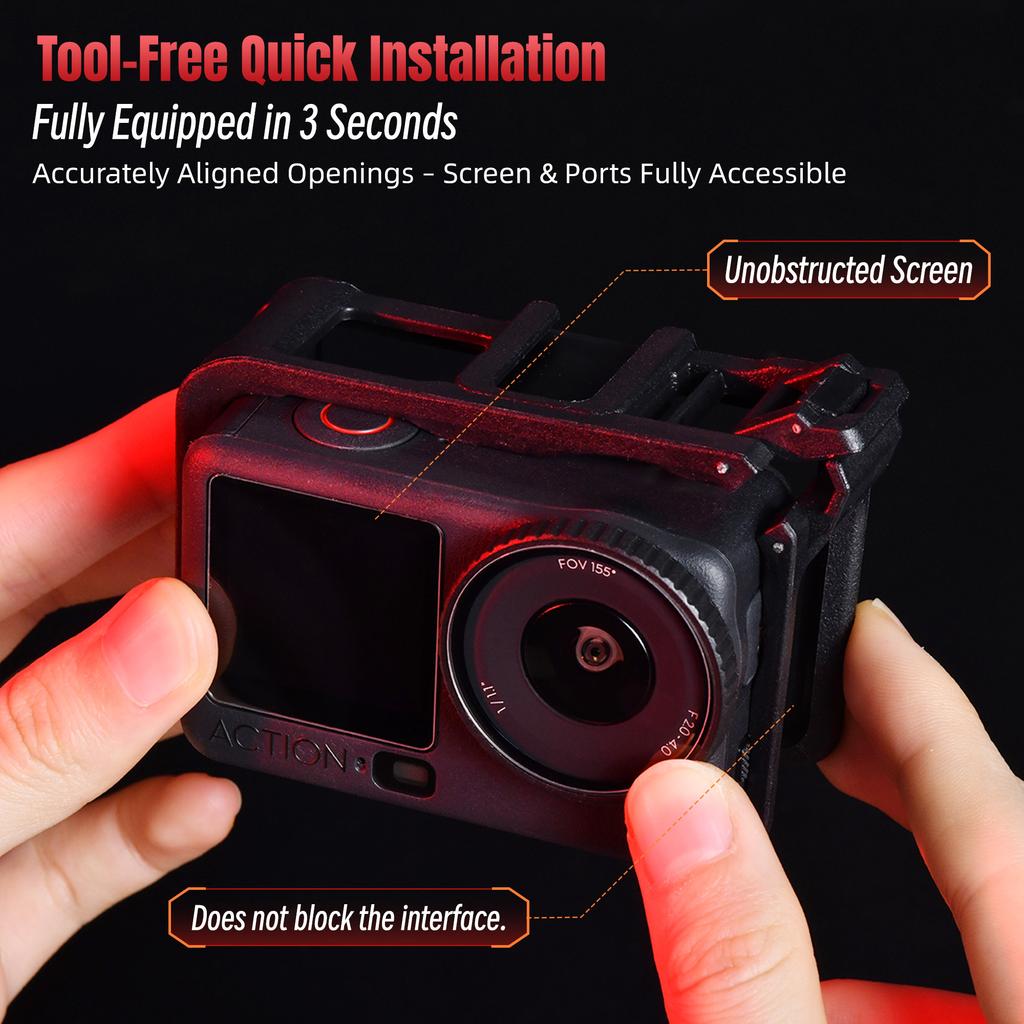 For DJI OSMO Action 6 Full Cage Expansion Frame Protective Shell With Cold Shoe Expansion Cage Accessories for Camera Protection