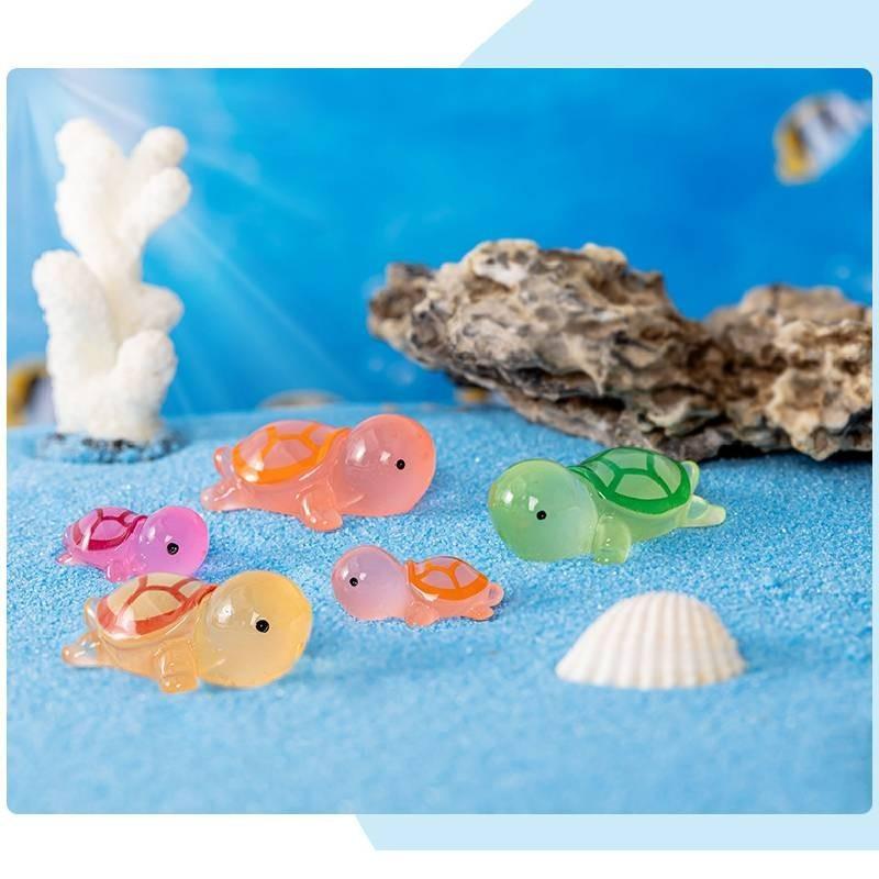Colorful Luminous Resin Turtle Ornaments For Cartoon Style Tabletop Decorations