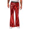 Men's Sequin Flared Trousers Shiny Hip-Hop Disco Pants Elastic Waist Retro Wide Leg Pants for Stage Performance Night Club Bar Dance