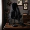 Double Layer Halloween Bridal Veil Long Length Lace Tulle Veil Ghost Bride Veil  Wedding Ceremony